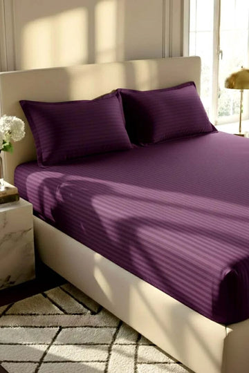 Luxury Stripe Fitted Bedsheet - King Size purple🟣